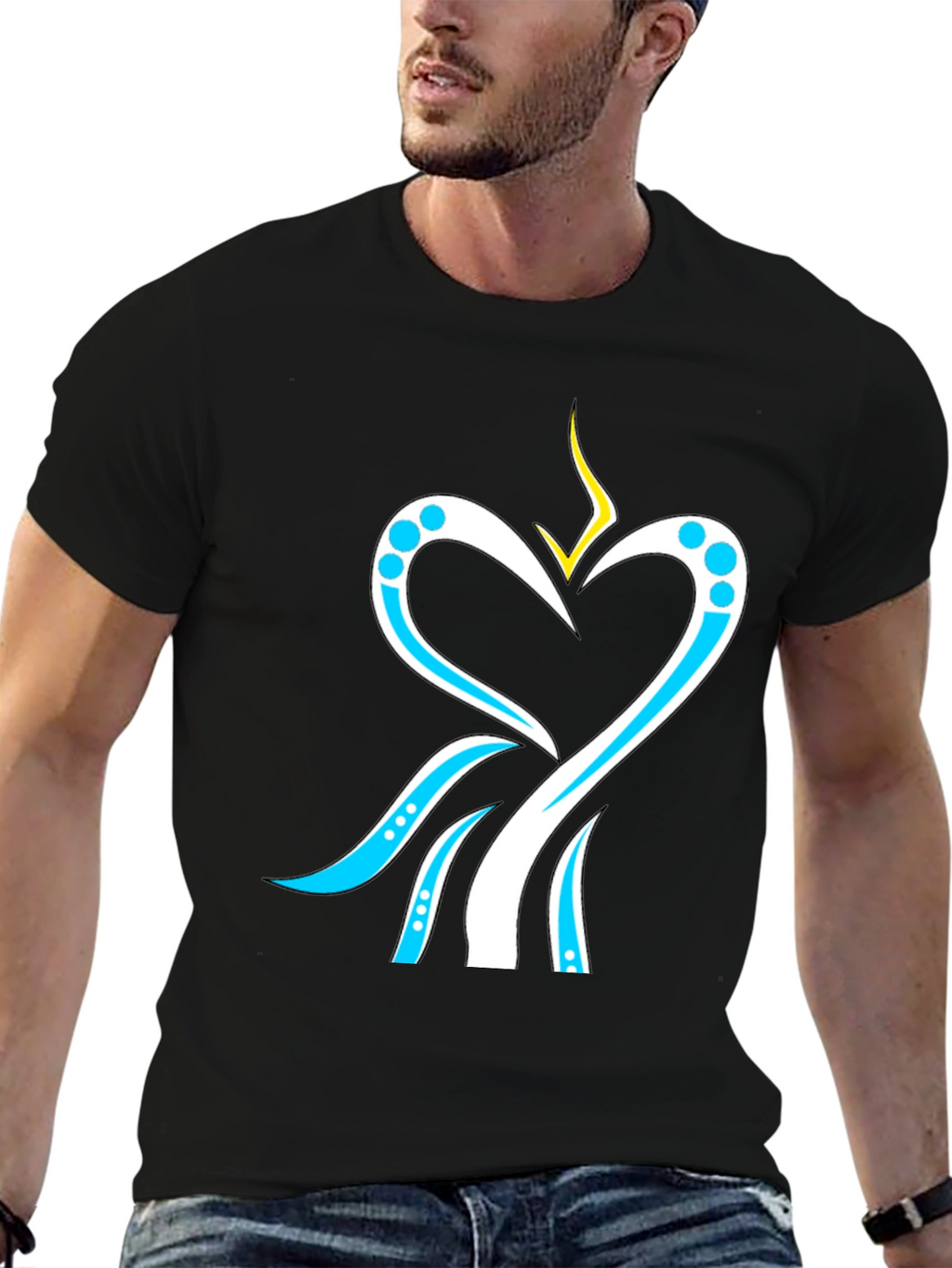 Heart & Stream T-Shirt - Modern Graphic Tee