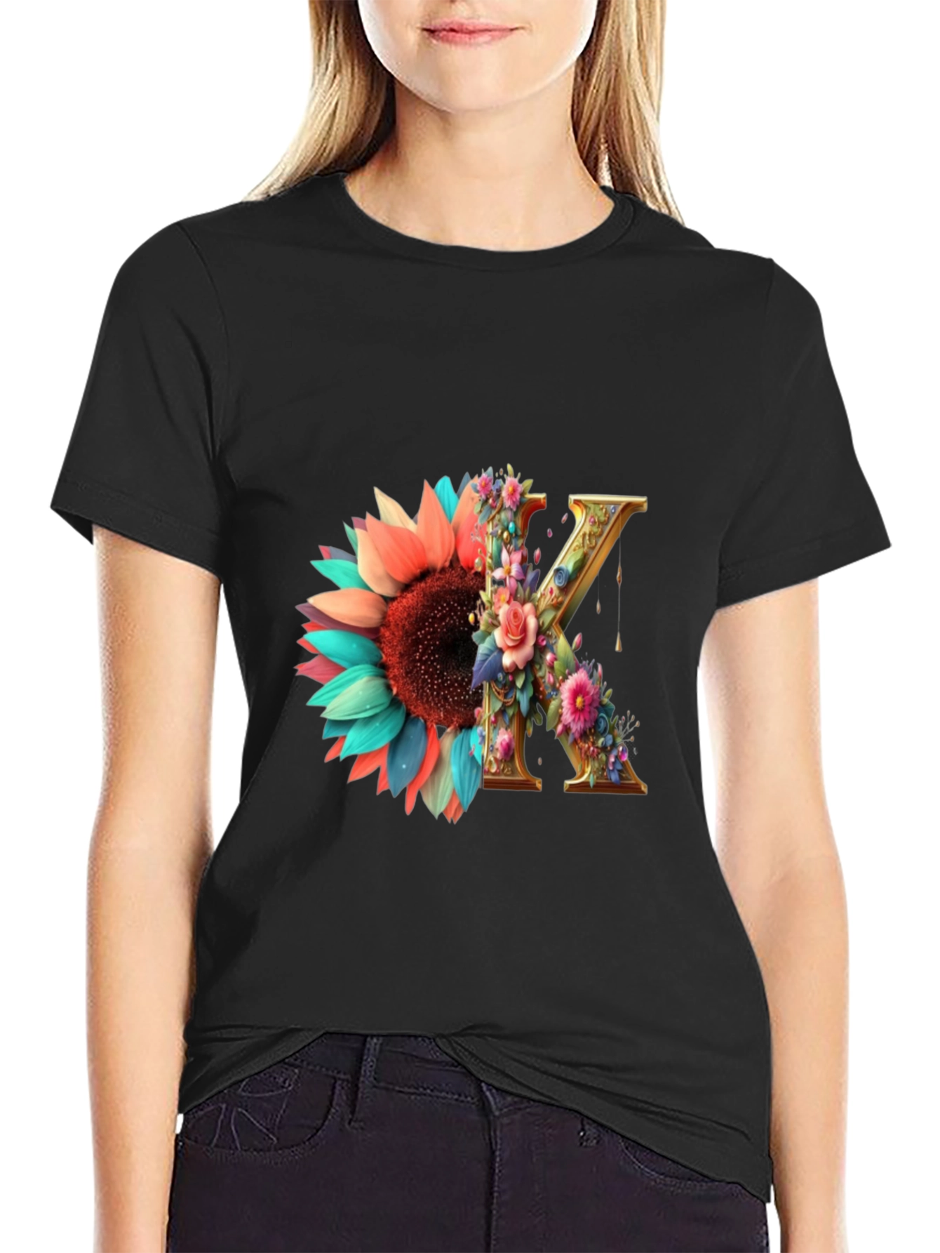 Floral Letter K T-Shirt