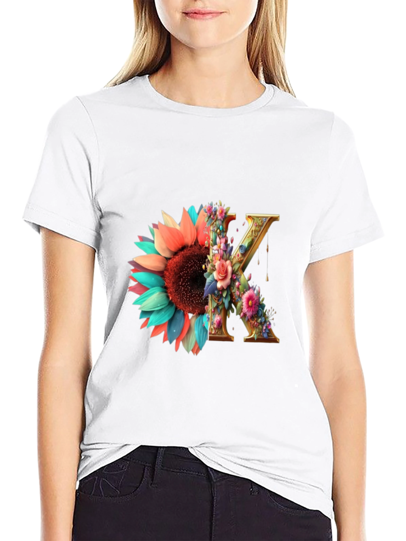 Floral Letter K T-Shirt