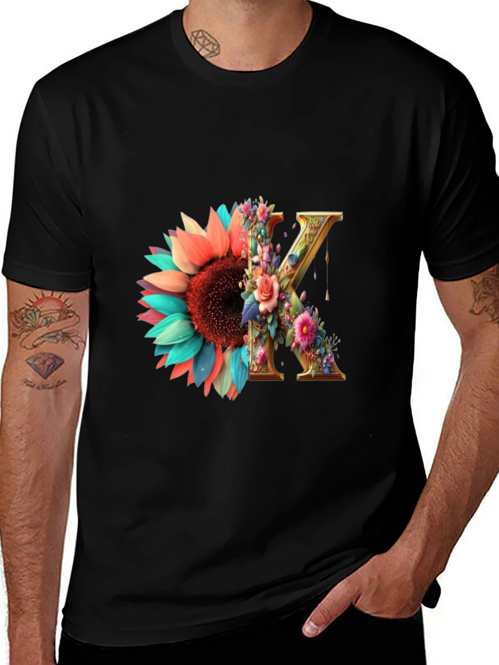 Floral Letter K T-Shirt
