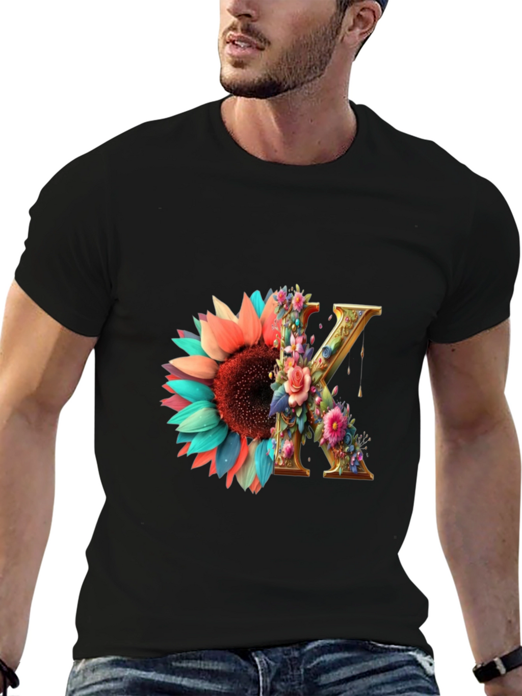 Floral Letter K T-Shirt