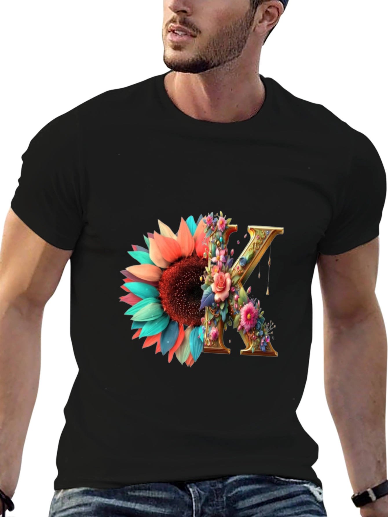 Floral Letter K T-Shirt