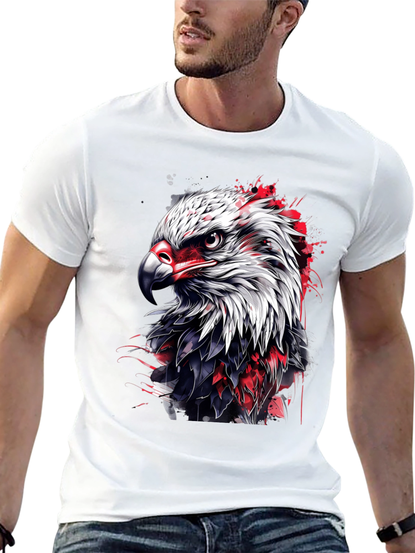 Bold Eagle Graphic Tee - Black Cotton Blend