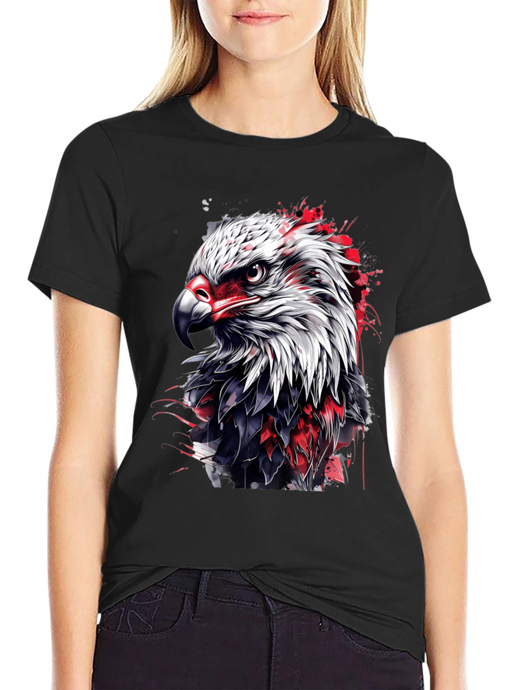 Bold Eagle Graphic Tee - Black Cotton Blend