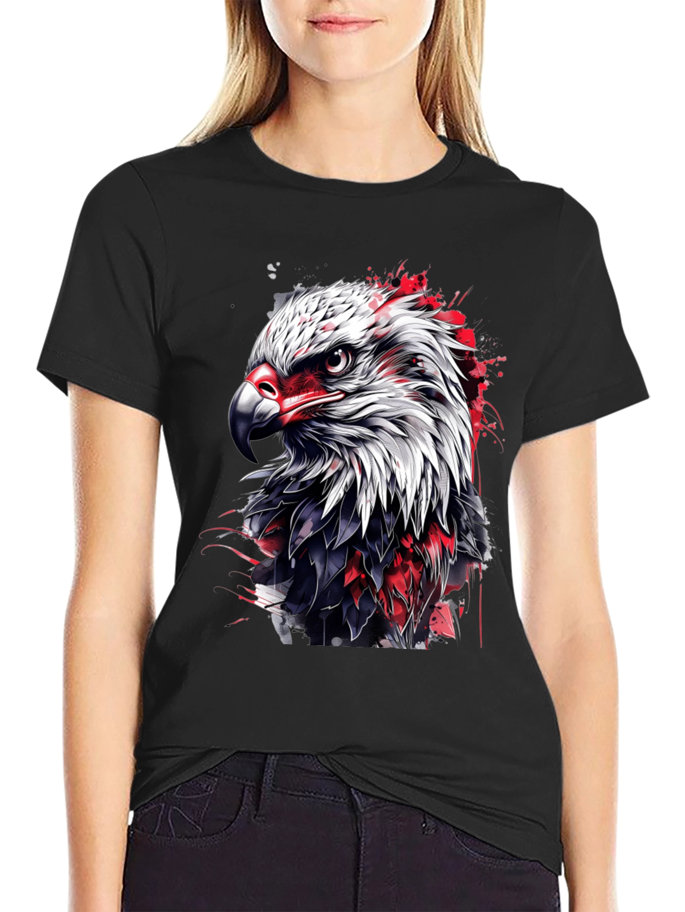 Bold Eagle Graphic Tee - Black Cotton Blend