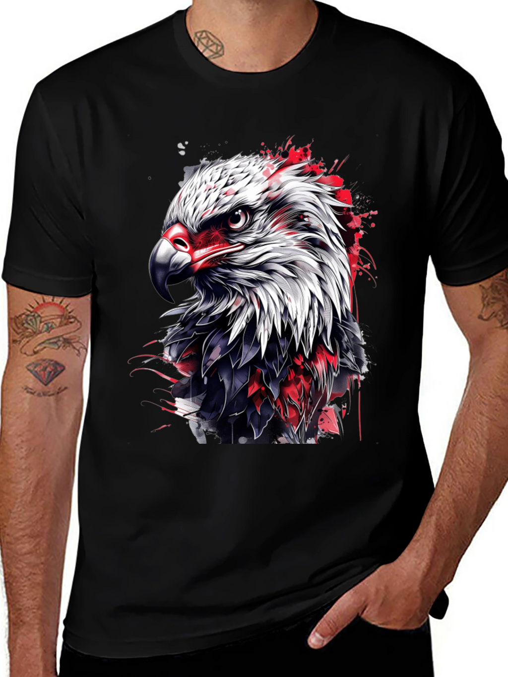 Bold Eagle Graphic Tee - Black Cotton Blend