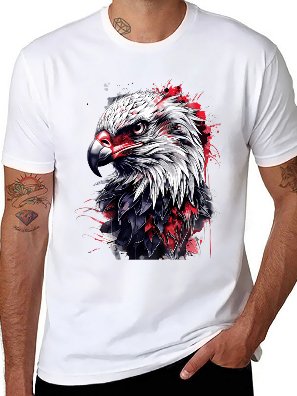 Bold Eagle Graphic Tee - Black Cotton Blend