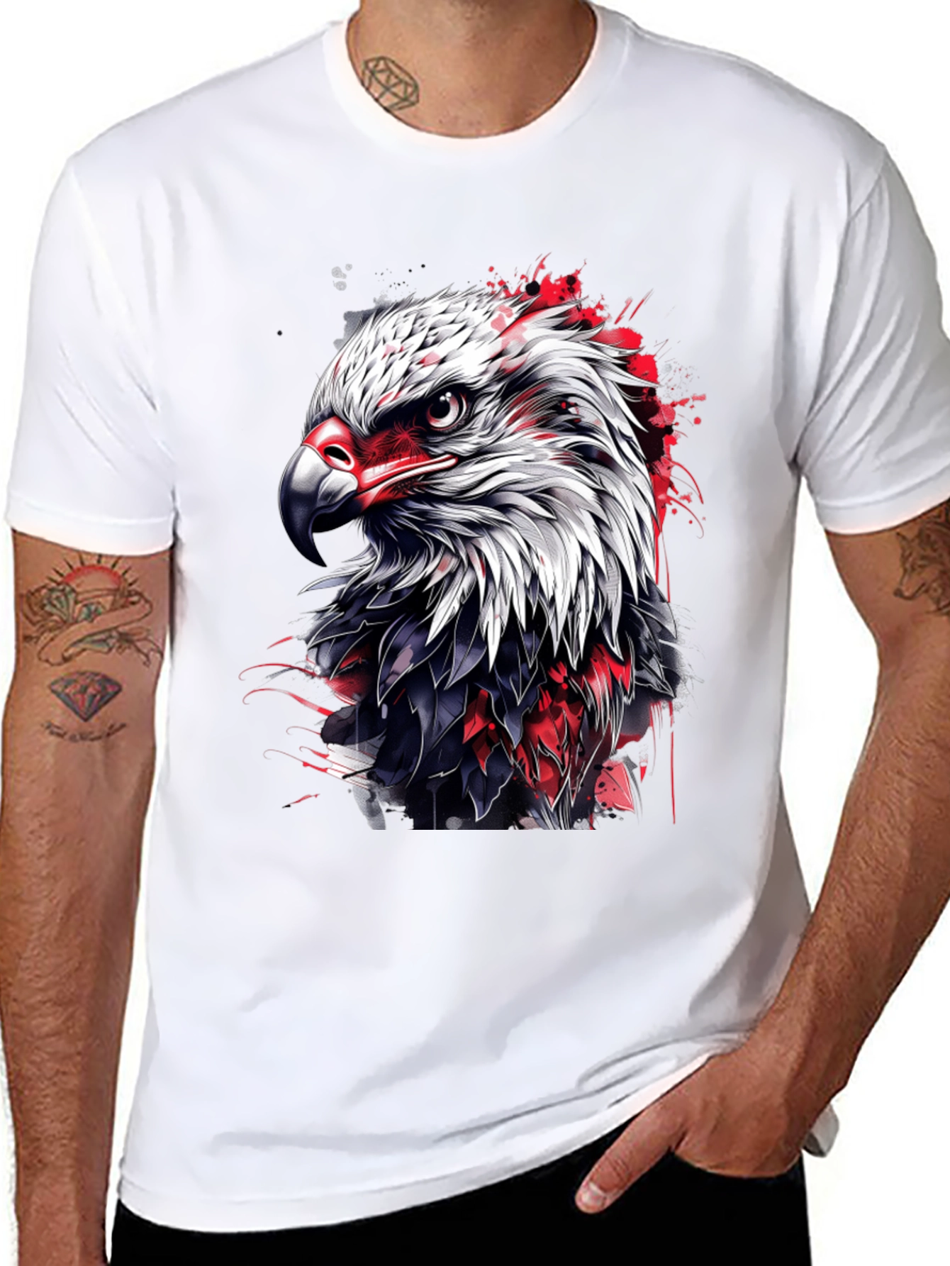 Bold Eagle Graphic Tee - Black Cotton Blend