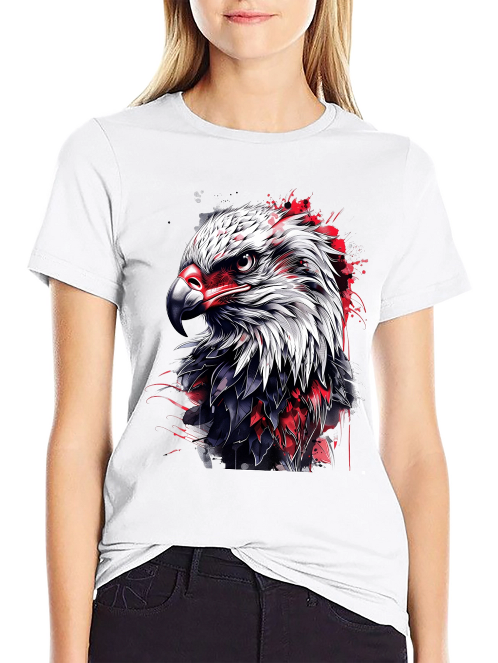 Bold Eagle Graphic Tee - Black Cotton Blend