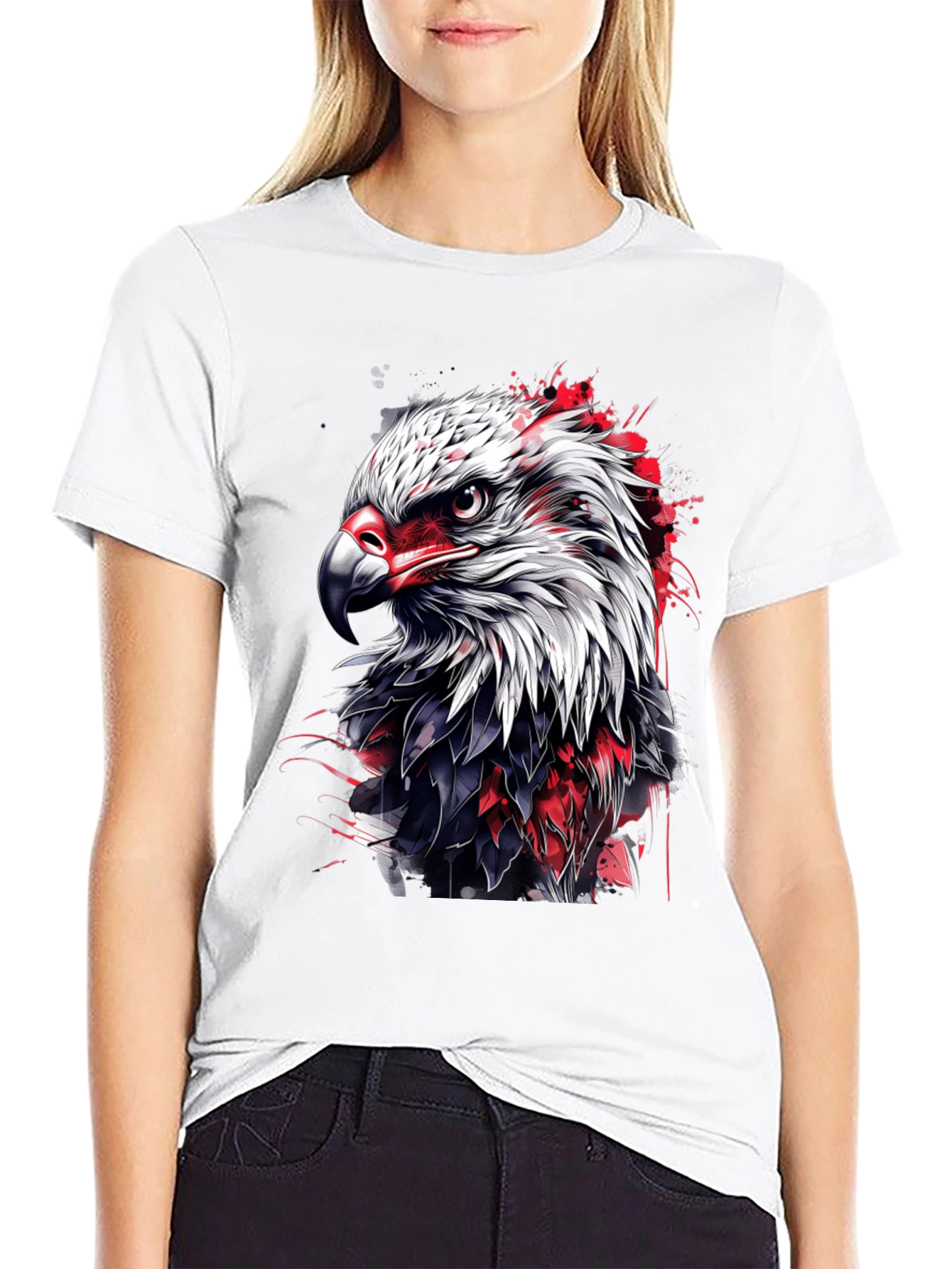 Bold Eagle Graphic Tee - Black Cotton Blend