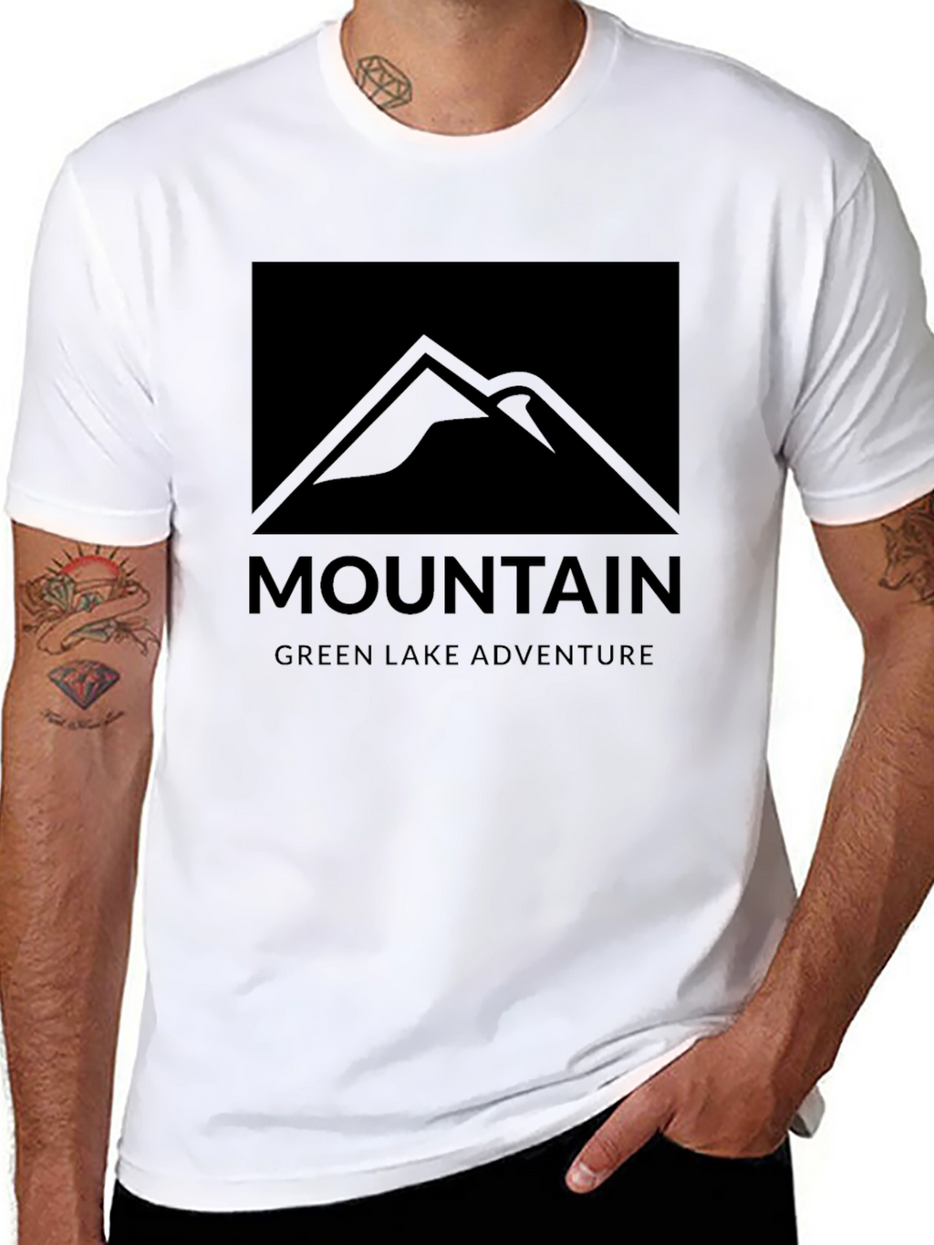Mountain Green Lake Adventure Black T-Shirt