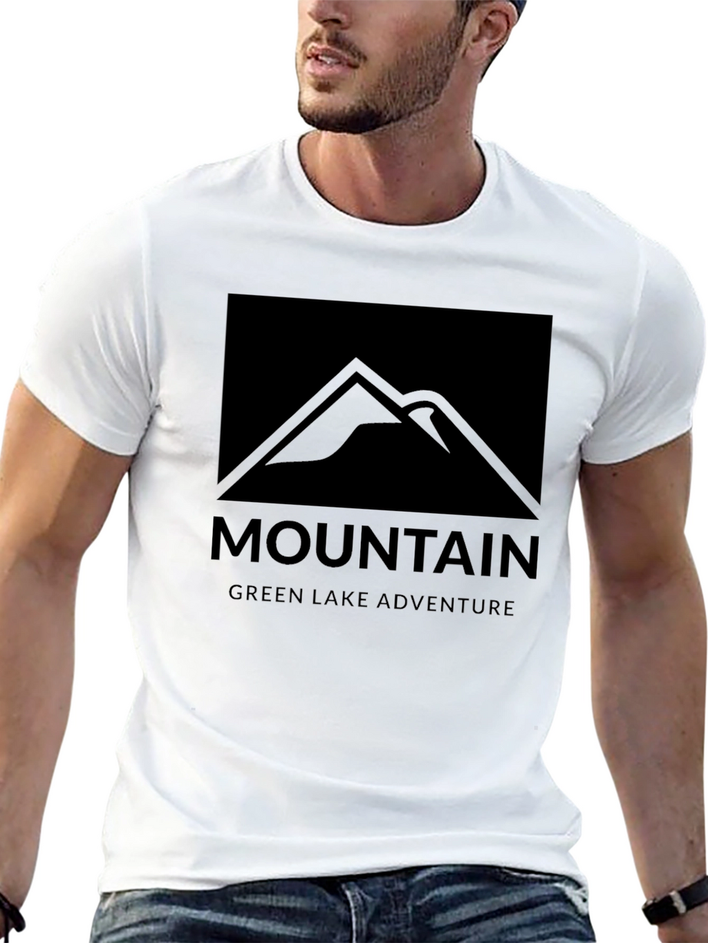 Mountain Green Lake Adventure Black T-Shirt