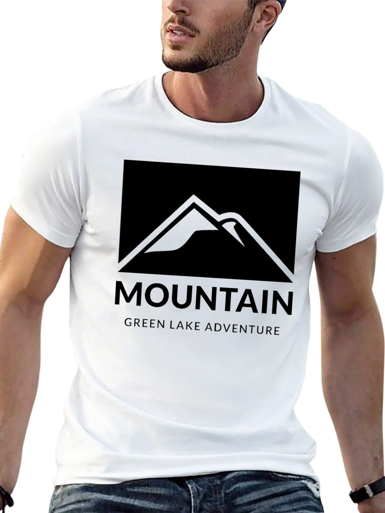 Mountain Green Lake Adventure Black T-Shirt