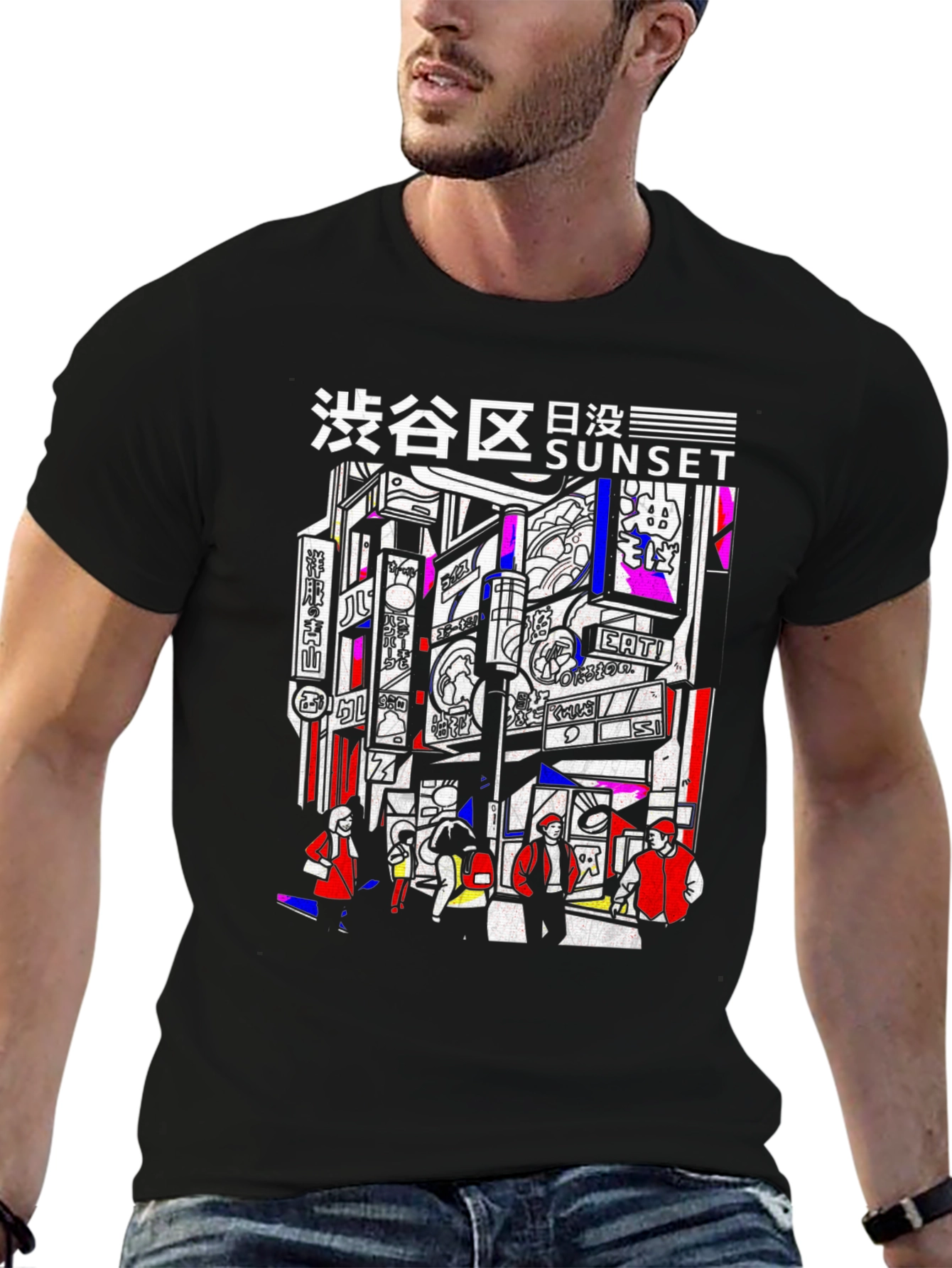 Tokyo Sunset Graphic Tee - Black