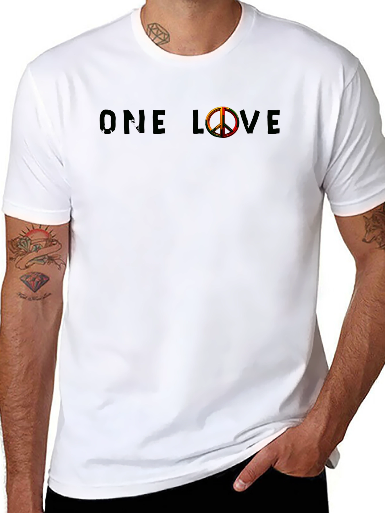 One Love Peace Sign Black T-Shirt