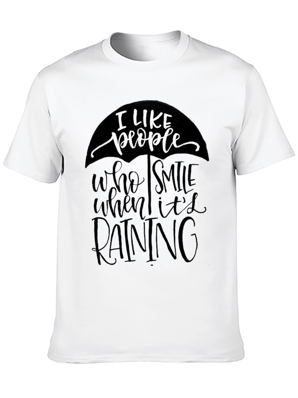 Stylish Smile When Its Raining Graphic Black T-Shirt