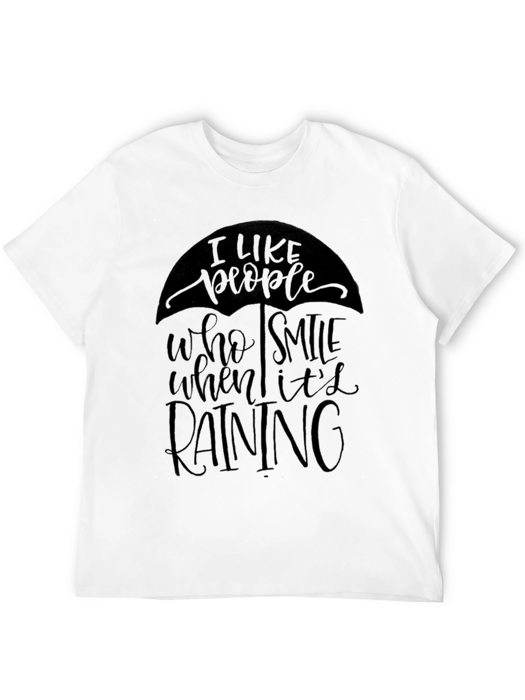 Stylish Smile When Its Raining Graphic Black T-Shirt