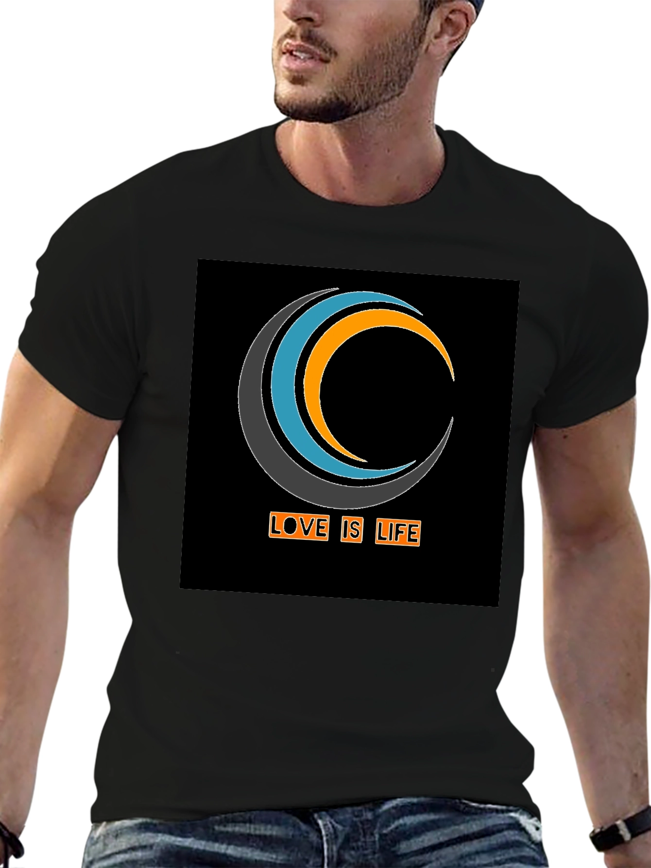 Love Is Life Graphic Tee - Black Cotton Blend
