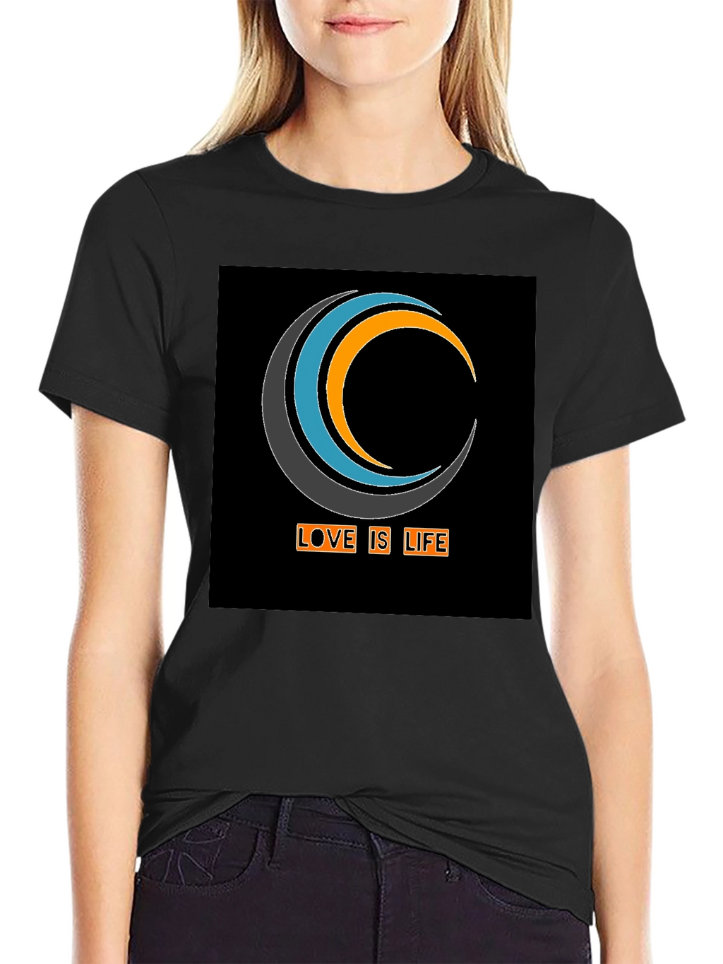 Love Is Life Graphic Tee - Black Cotton Blend