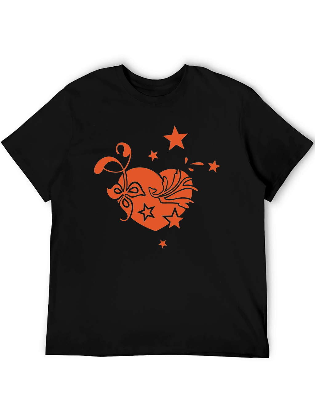 Heart Star Graphic Tee - Stylish Mens Black T-Shirt