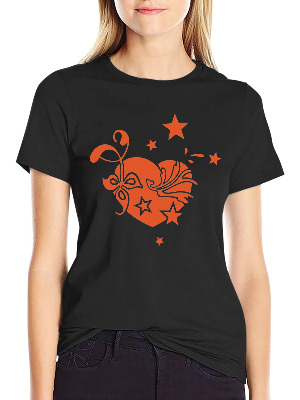 Heart Star Graphic Tee - Stylish Mens Black T-Shirt