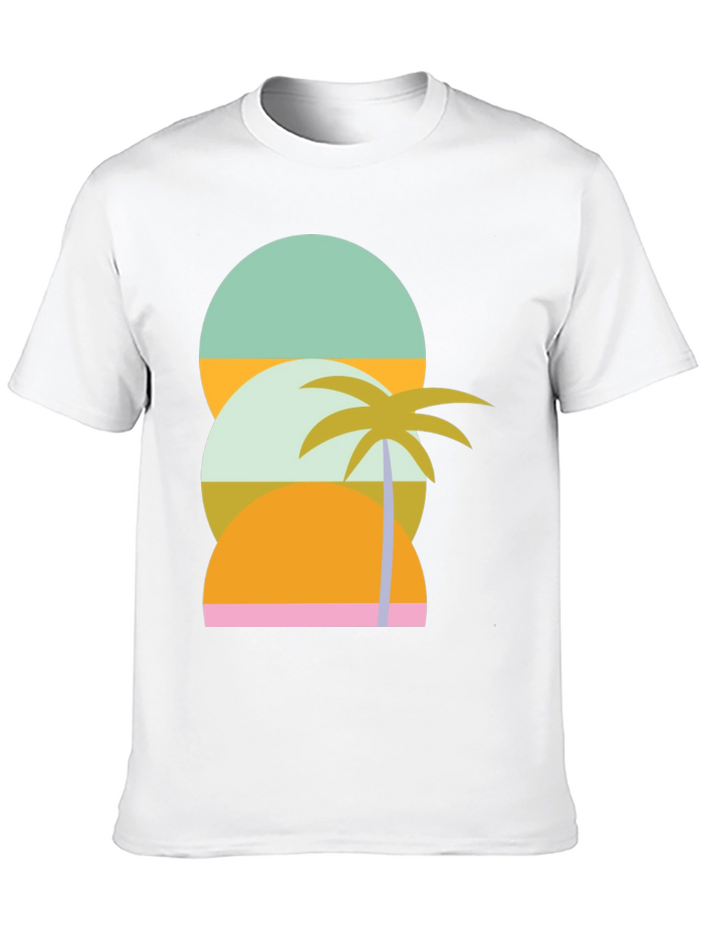 Retro Tropical T-Shirt - Sunset & Palm Tree Design