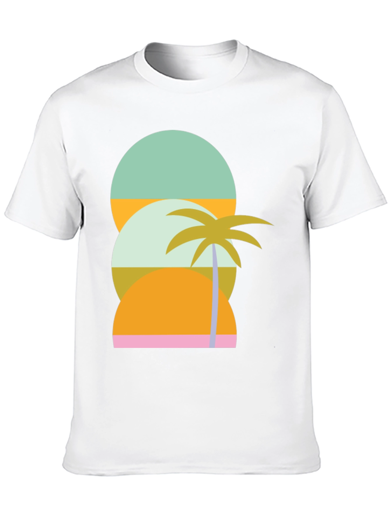 Retro Tropical T-Shirt - Sunset & Palm Tree Design