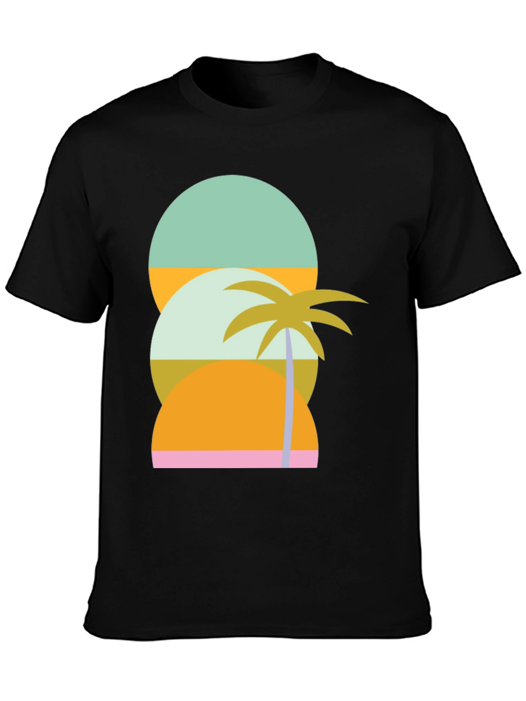 Retro Tropical T-Shirt - Sunset & Palm Tree Design