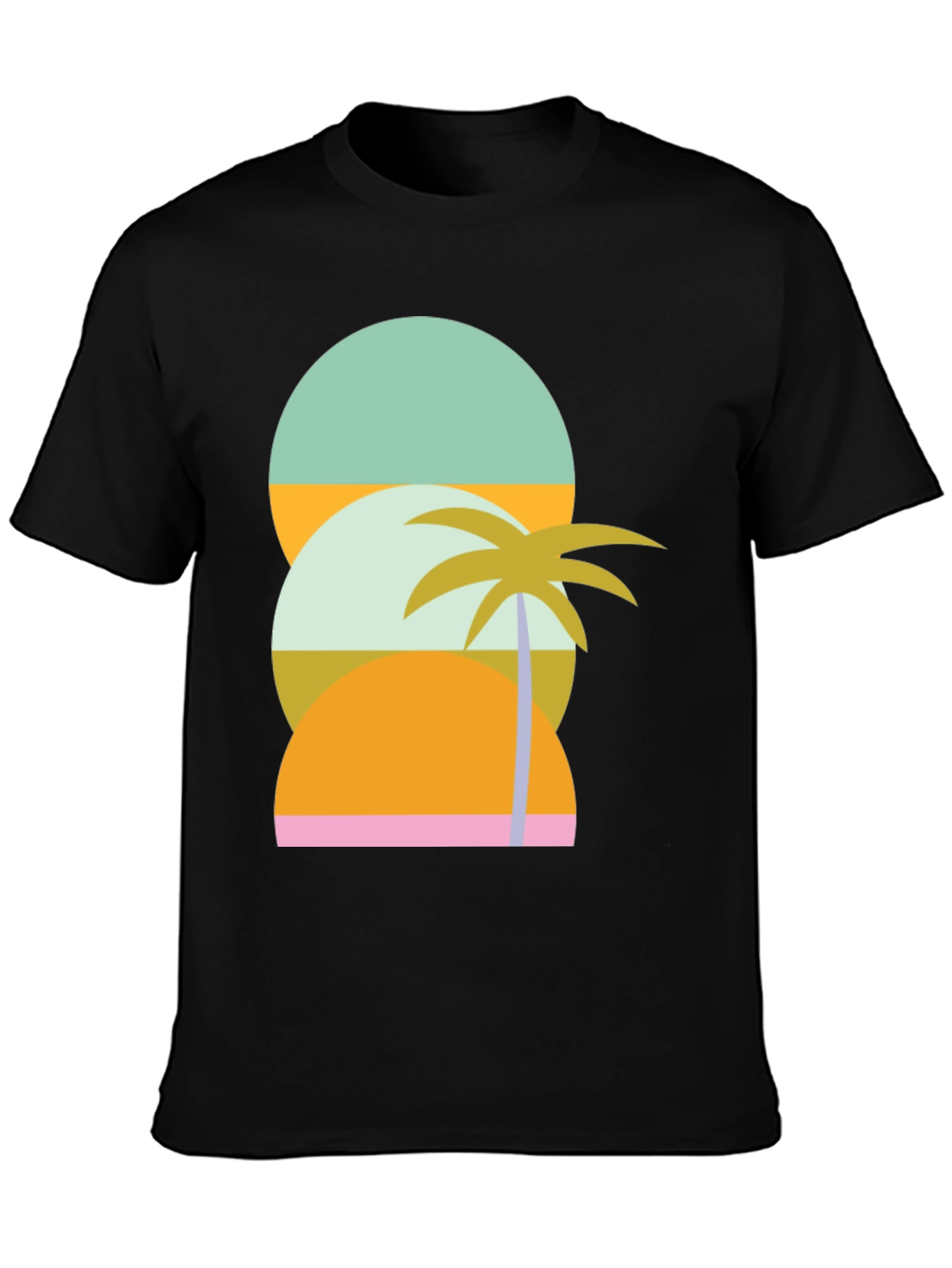 Retro Tropical T-Shirt - Sunset & Palm Tree Design