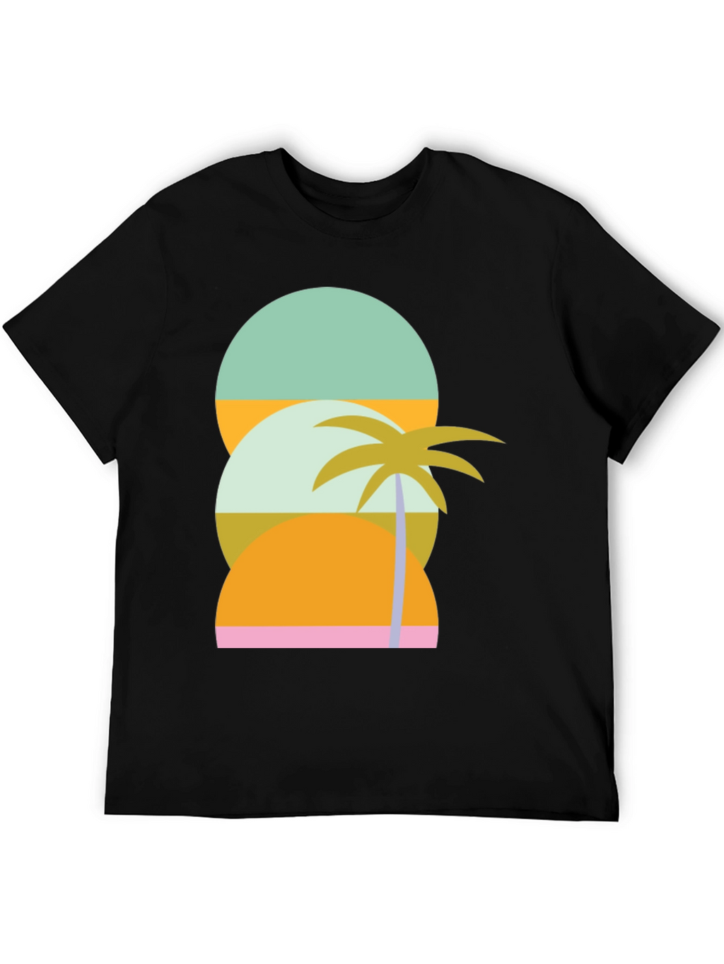 Retro Tropical T-Shirt - Sunset & Palm Tree Design