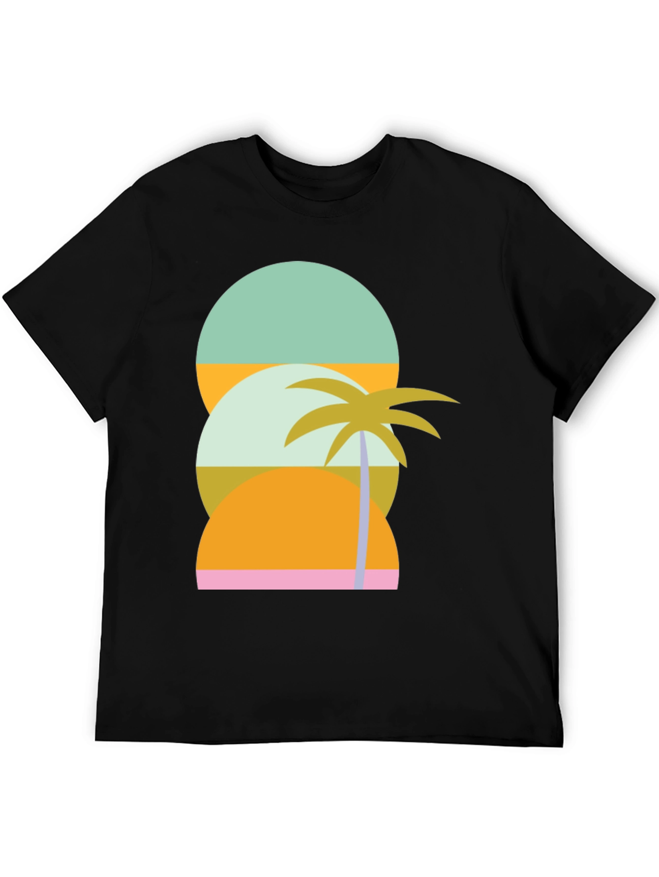 Retro Tropical T-Shirt - Sunset & Palm Tree Design