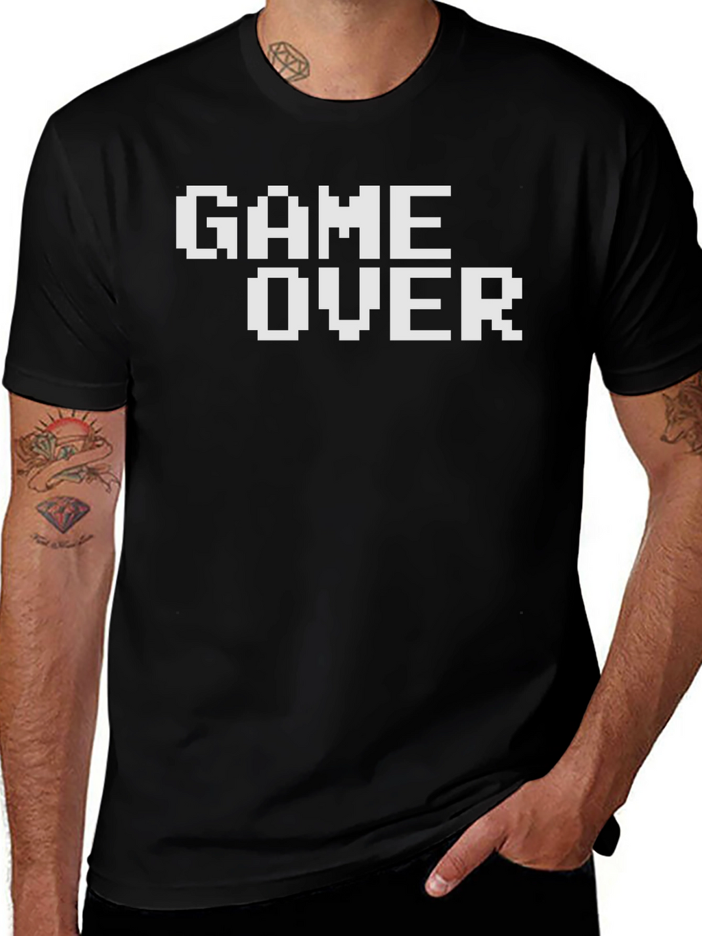 Retro Game Over Pixel Art Black T-Shirt