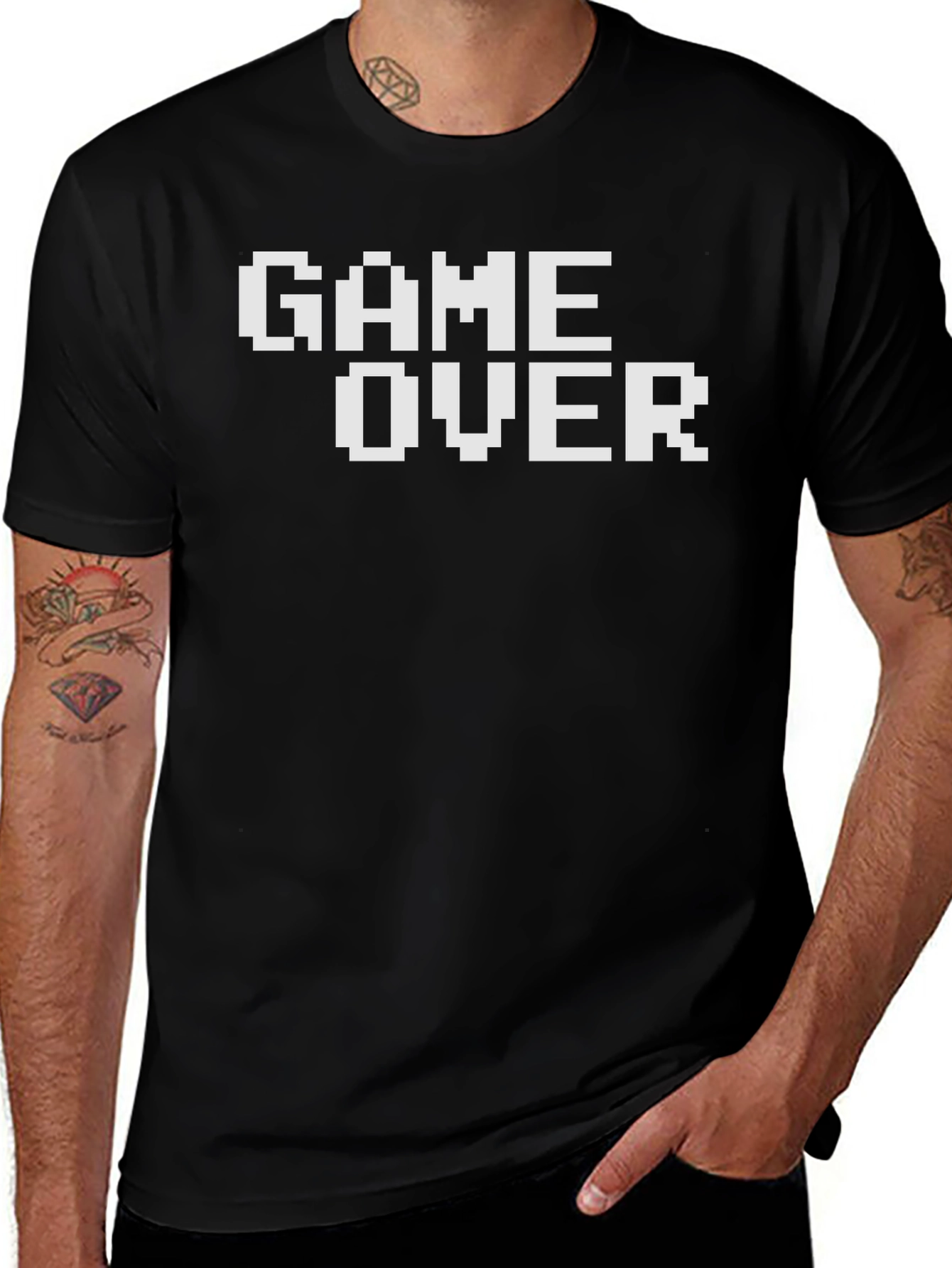 Retro Game Over Pixel Art Black T-Shirt