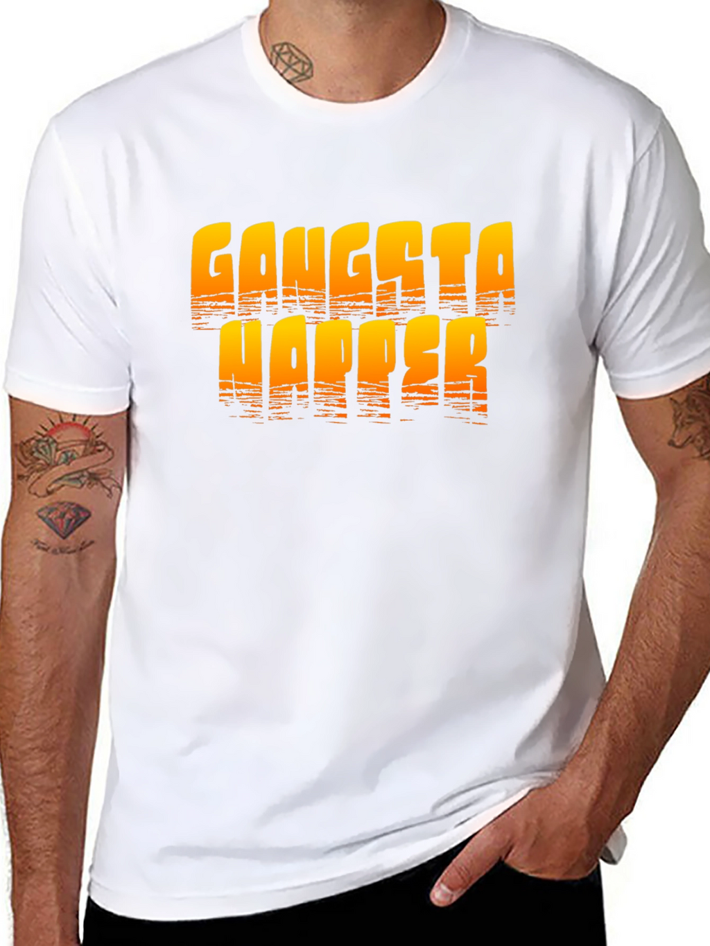 Gangsta Napper Graphic Print Black T-Shirt