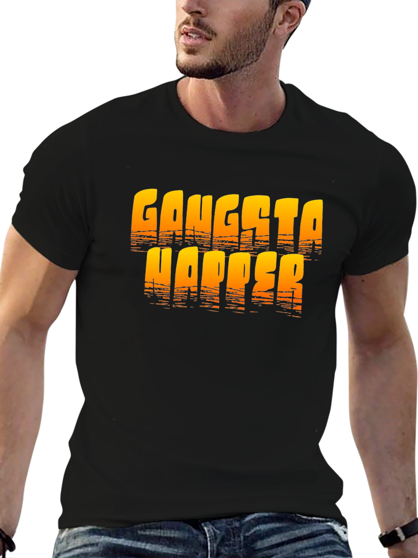 Gangsta Napper Graphic Print Black T-Shirt