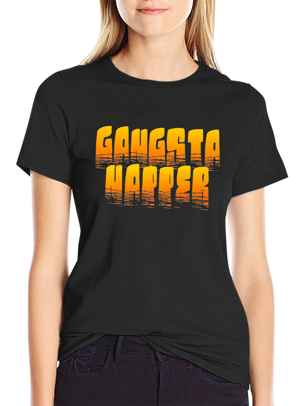Gangsta Napper Graphic Print Black T-Shirt