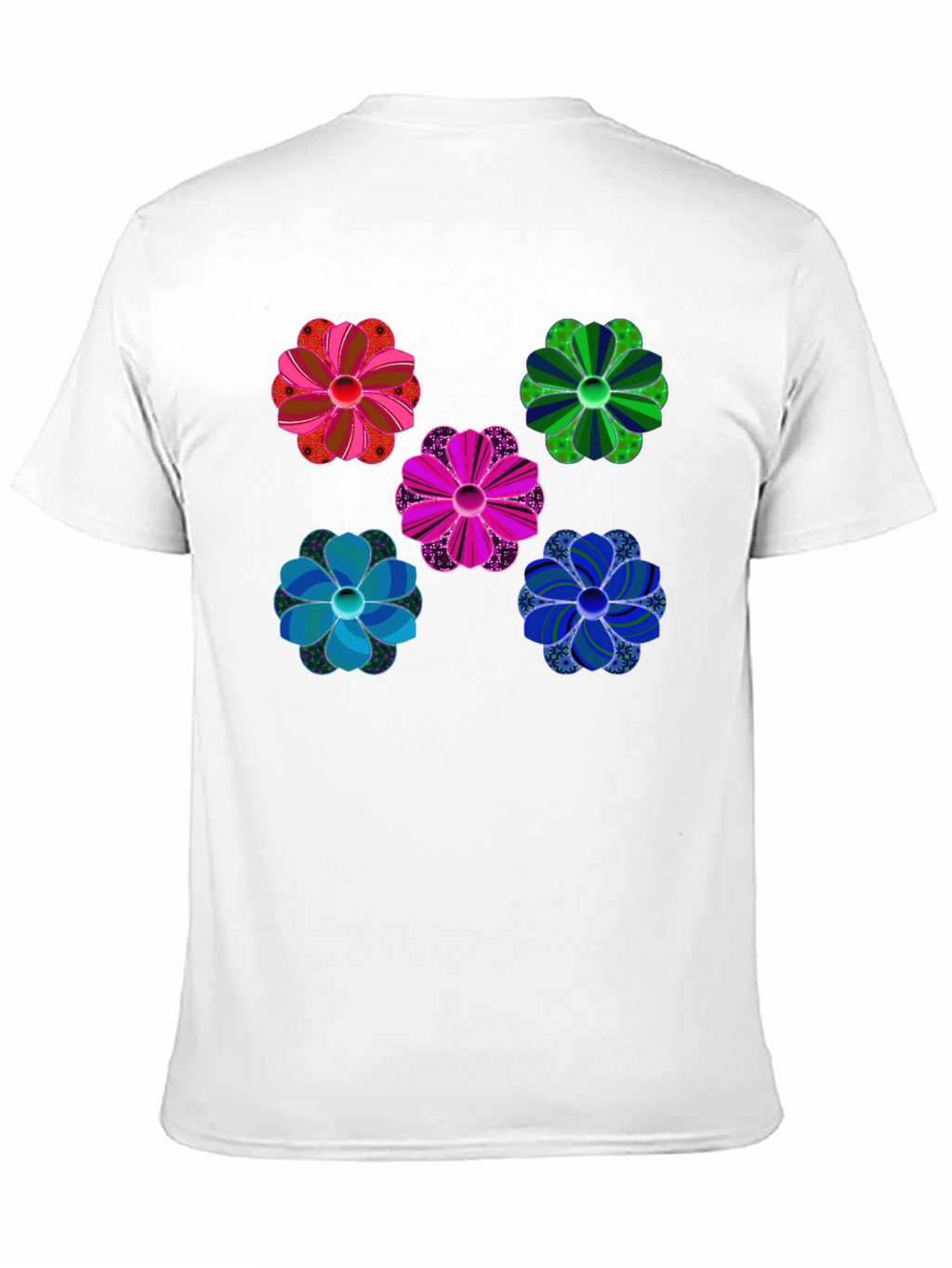 Floral Pattern Black T-Shirt Unique Design