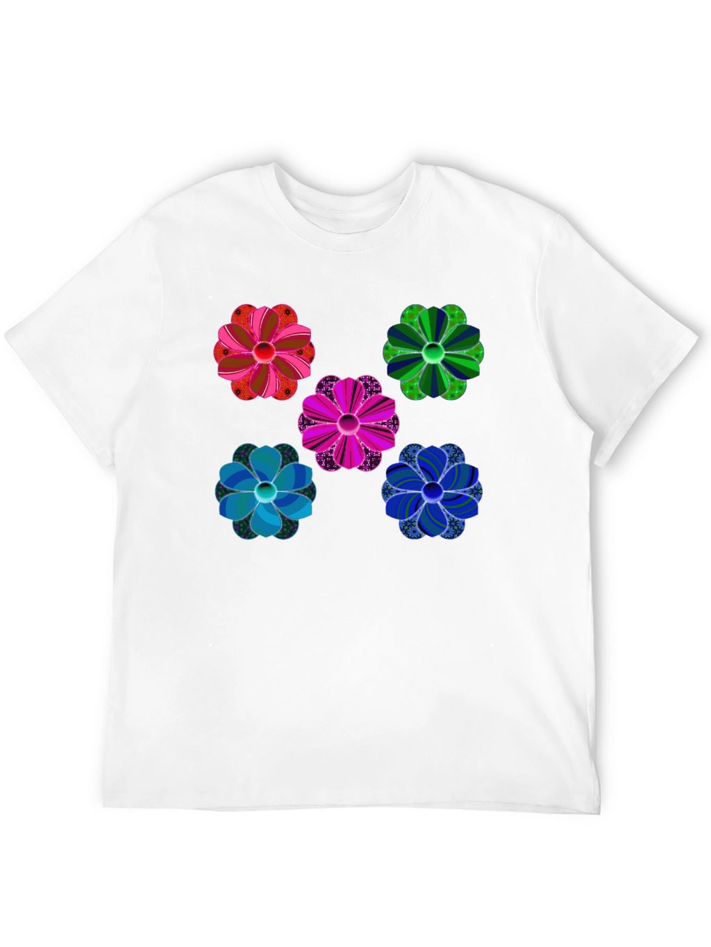 Floral Pattern Black T-Shirt Unique Design