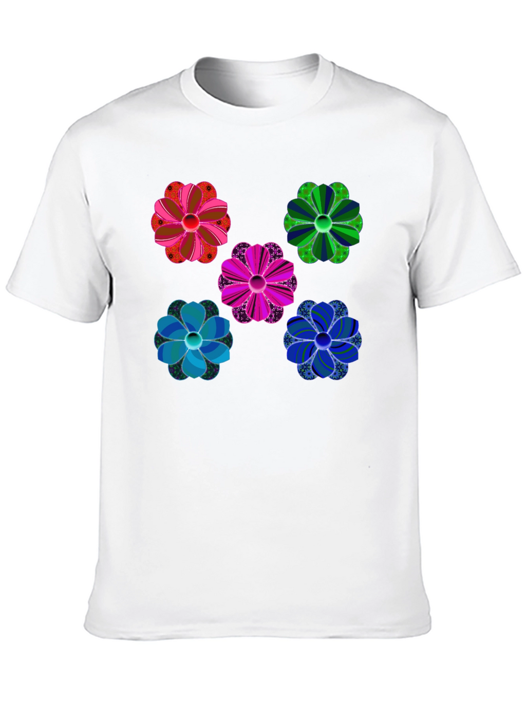 Floral Pattern Black T-Shirt Unique Design