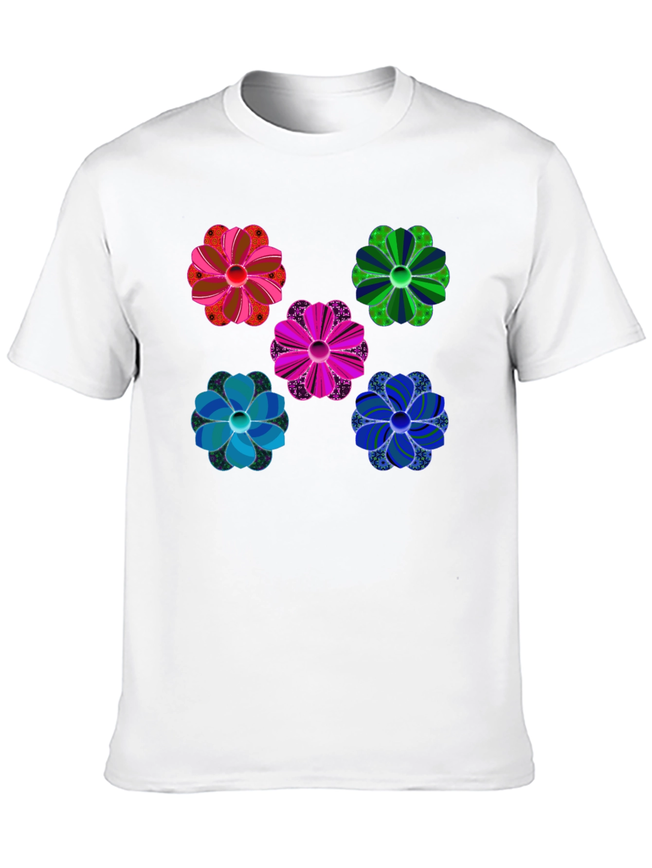 Floral Pattern Black T-Shirt Unique Design