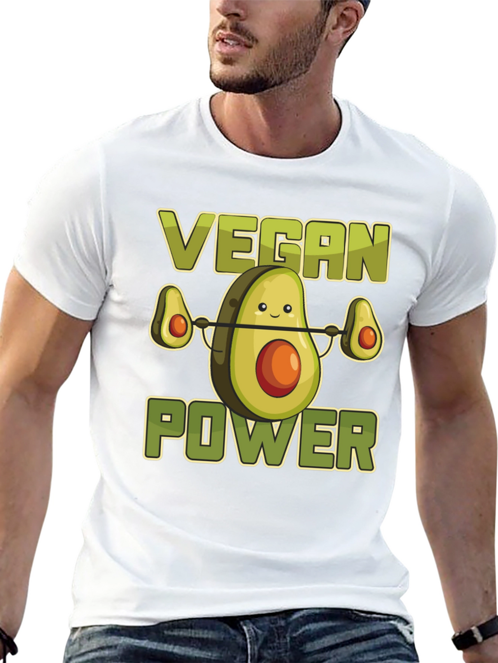 Vegan Power Avocado Weightlifting T-Shirt