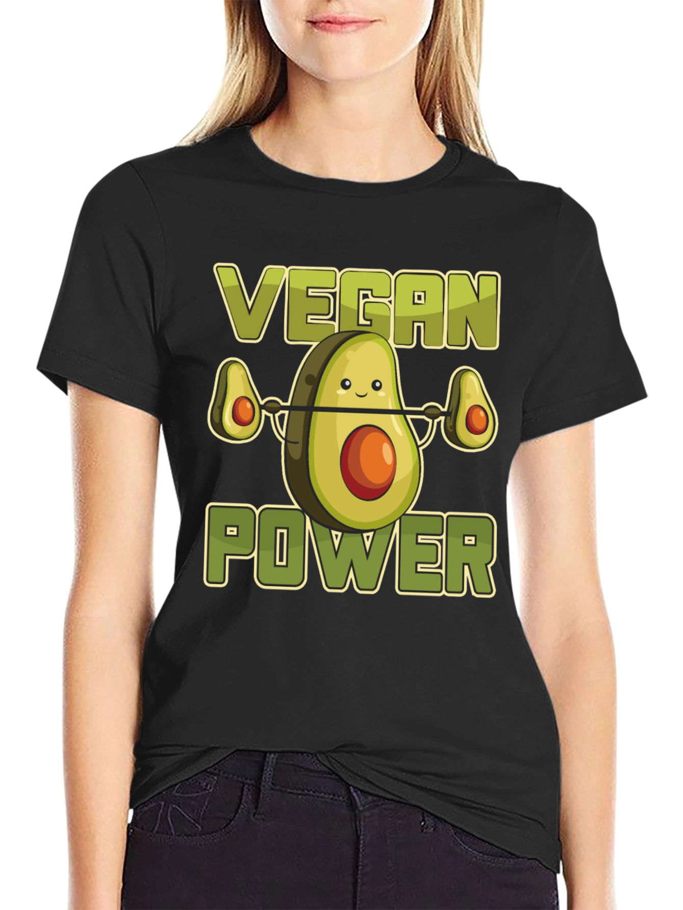Vegan Power Avocado Weightlifting T-Shirt