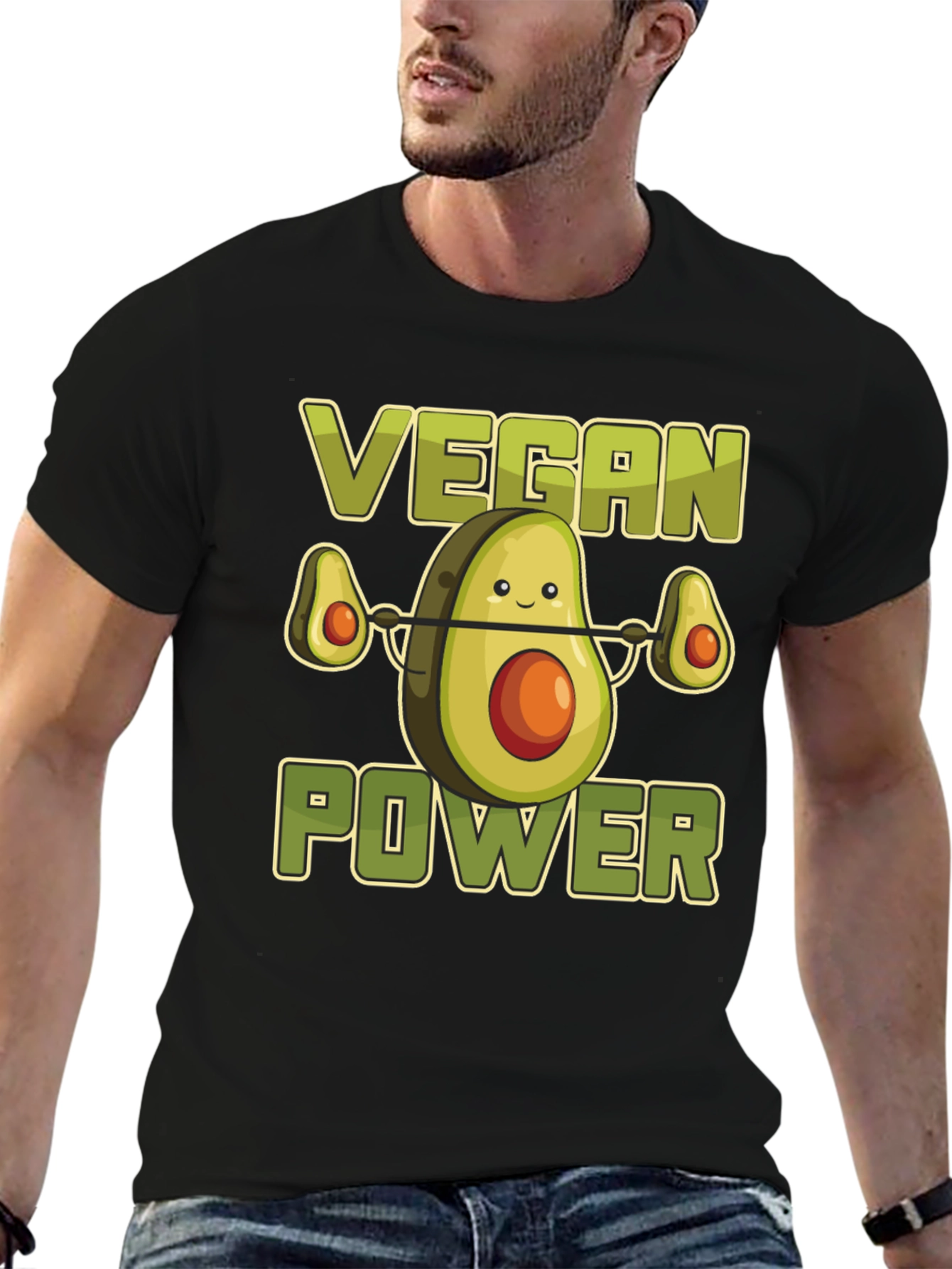 Vegan Power Avocado Weightlifting T-Shirt