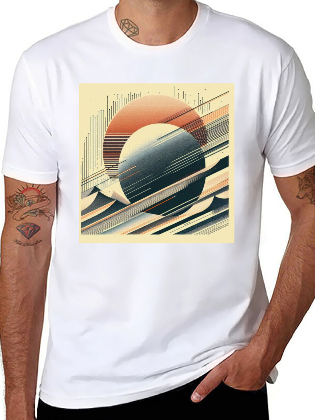 Abstract Graphic Tee - Retro Geometric Design