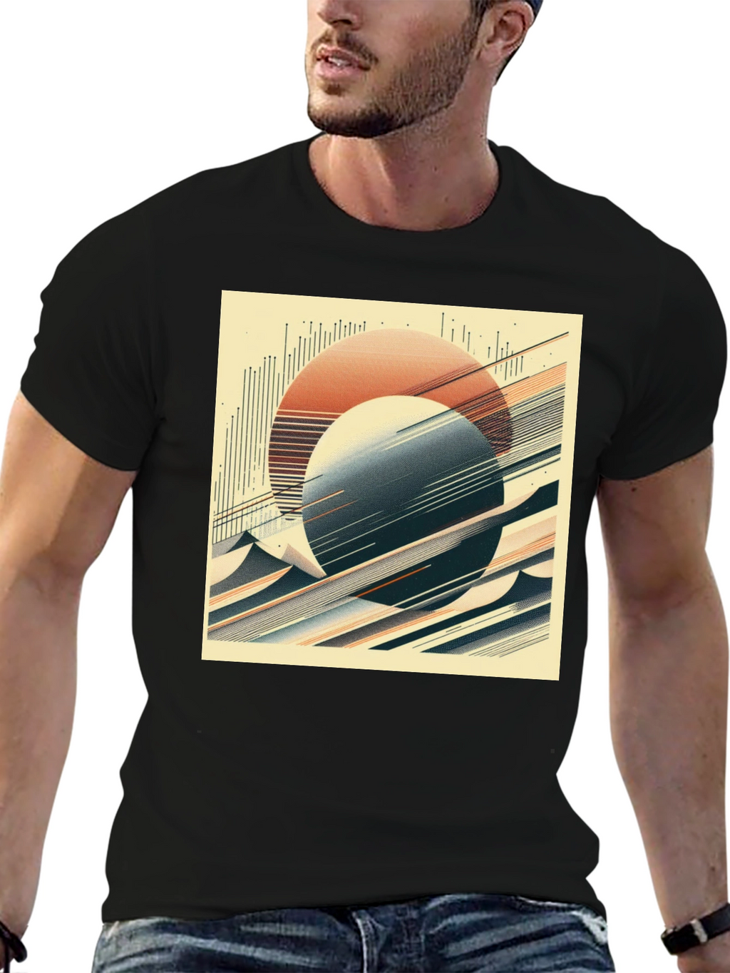 Abstract Graphic Tee - Retro Geometric Design