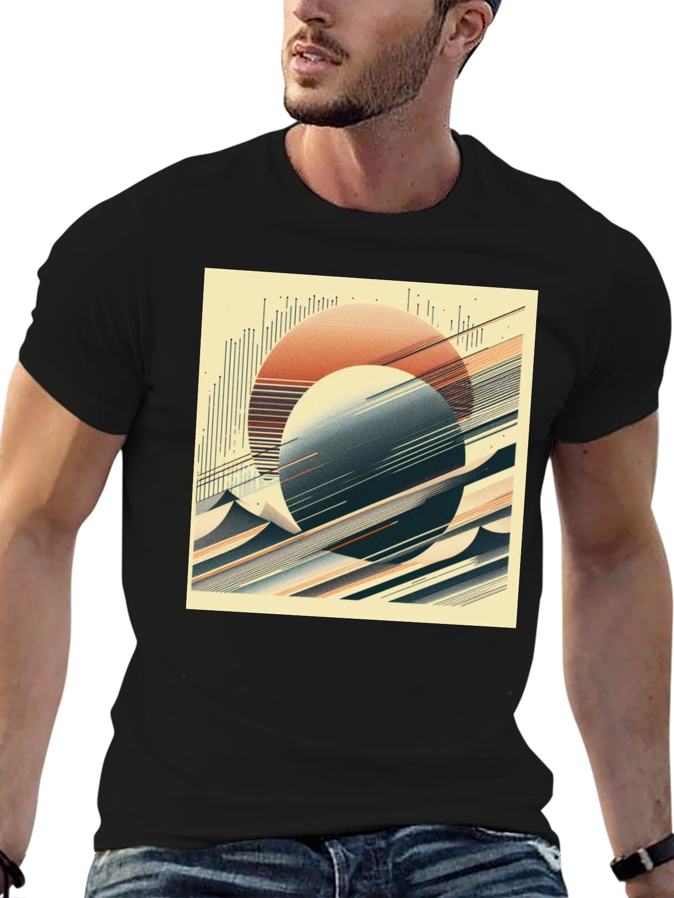 Abstract Graphic Tee - Retro Geometric Design