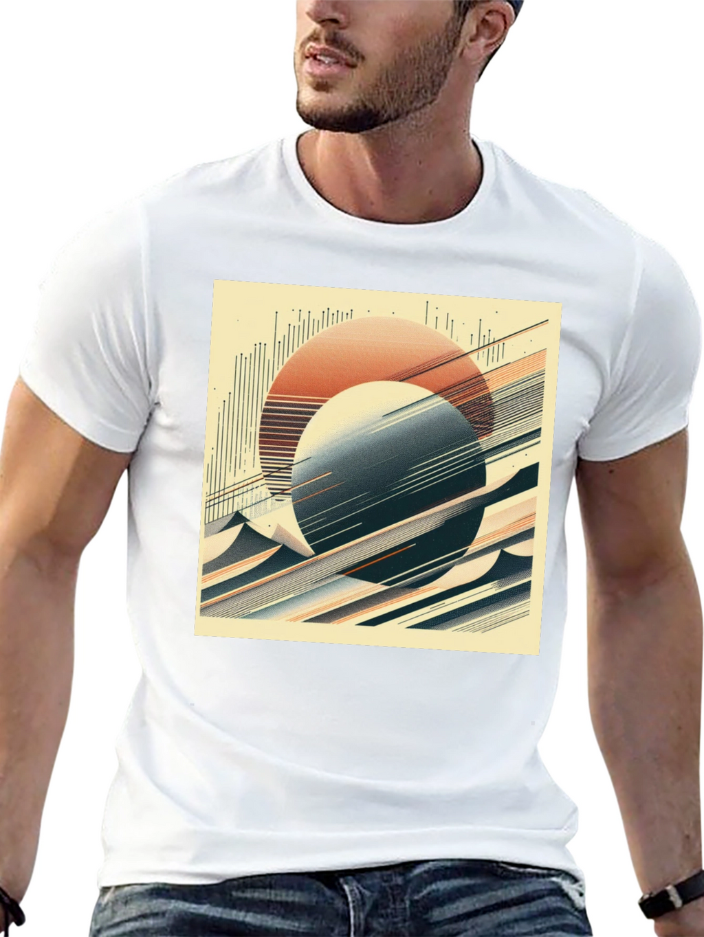 Abstract Graphic Tee - Retro Geometric Design