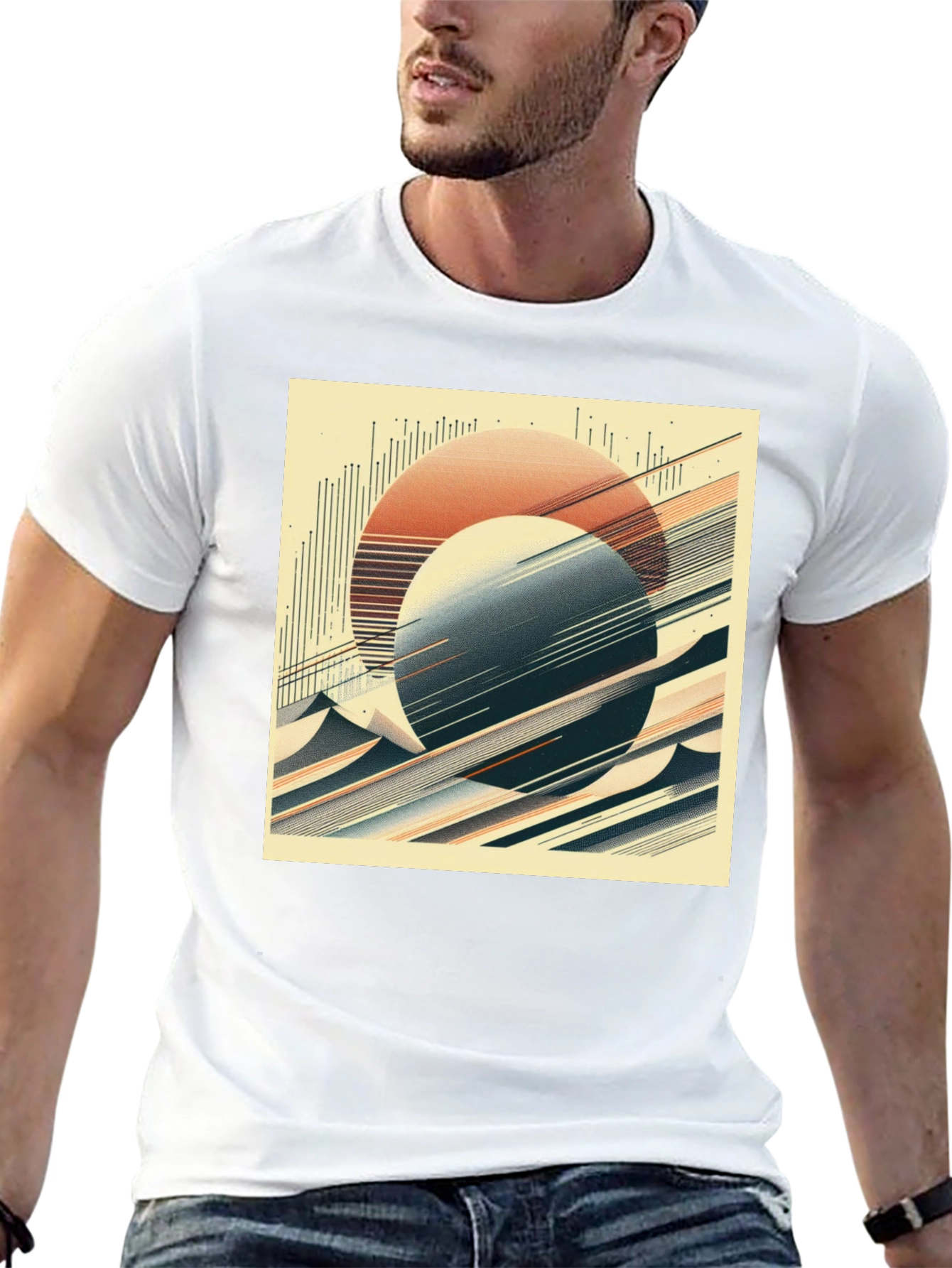 Abstract Graphic Tee - Retro Geometric Design