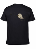 Singing Bird Graphic Tee - Black Cotton Comfort