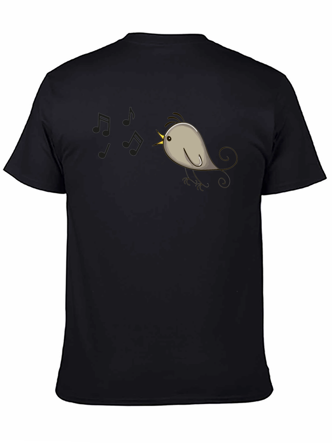 Singing Bird Graphic Tee - Black Cotton Comfort